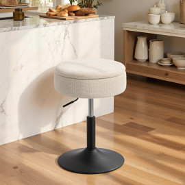 Tabouret de bar Marova pivotant réglable avec rangement beige