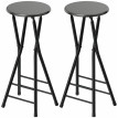 Tabourets de Bar Pliants Beronven Bois Acier Noir