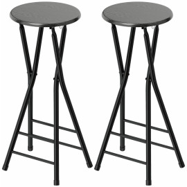 Tabourets de Bar Pliants Beronven Bois Acier Noir