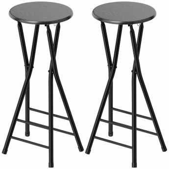 Tabourets de Bar Pliants Beronven Bois Acier Noir