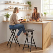 Tabourets de Bar Pliants Beronven Bois Acier Noir
