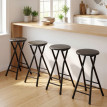 Tabourets de Bar Pliants Beronven Bois Acier Noir