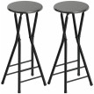 Tabourets de Bar Pliants Beronven Bois Acier Noir