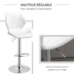 Beres tabourets de bar pivotants réglables design blanc