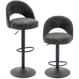 Tabouret de bar Solenne réglable pivotant chenille gris foncé