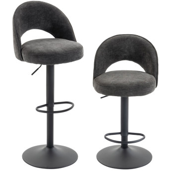 Tabouret de bar Solenne réglable pivotant chenille gris foncé