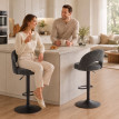 Tabouret de bar Solenne réglable pivotant chenille gris foncé