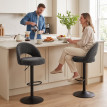 Tabouret de bar Solenne réglable pivotant chenille gris foncé