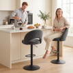Tabouret de bar Solenne réglable pivotant chenille gris foncé
