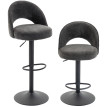 Tabouret de bar Solenne réglable pivotant chenille gris foncé