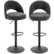 Tabouret de bar Solenne réglable pivotant chenille gris foncé