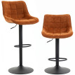 Tabouret de Bar Ilven Pivotant Réglable Dossier Marron Orangé