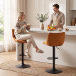 Tabouret de Bar Ilven Pivotant Réglable Dossier Marron Orangé