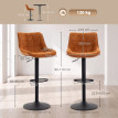 Tabouret de Bar Ilven Pivotant Réglable Dossier Marron Orangé