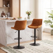 Tabouret de Bar Ilven Pivotant Réglable Dossier Marron Orangé
