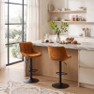 Tabouret de Bar Ilven Pivotant Réglable Dossier Marron Orangé