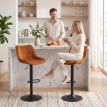 Tabouret de Bar Ilven Pivotant Réglable Dossier Marron Orangé