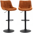 Tabouret de Bar Ilven Pivotant Réglable Dossier Marron Orangé