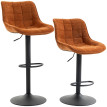 Tabouret de Bar Ilven Pivotant Réglable Dossier Marron Orangé