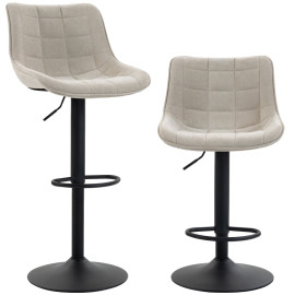 Tabourets de Bar Falrison Pivotants Réglables Dossier Base Métallique Blanc Crème