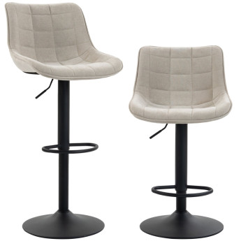 Tabourets de Bar Falrison Pivotants Réglables Dossier Base Métallique Blanc Crème