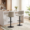 Tabourets de Bar Falrison Pivotants Réglables Dossier Base Métallique Blanc Crème