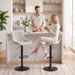 Tabourets de Bar Falrison Pivotants Réglables Dossier Base Métallique Blanc Crème