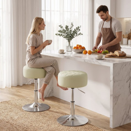 Tabouret de bar Solova réglable pivotant cuir PU blanc