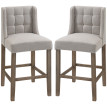 Tabouret de bar Vilririo rembourré bois massif gris naturel