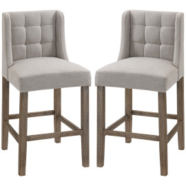 Tabouret de bar Vilririo rembourré bois massif gris naturel