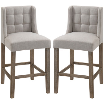 Tabouret de bar Vilririo rembourré bois massif gris naturel
