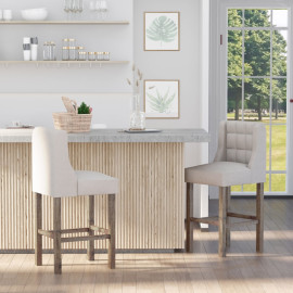 Tabouret de bar Vilririo rembourré bois massif gris naturel