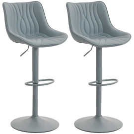 Solinena Lot de 2 tabourets de bar réglables pivotants similicuir gris