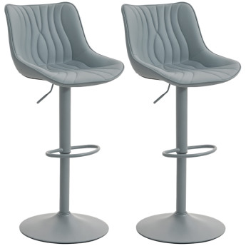 Solinena Lot de 2 tabourets de bar réglables pivotants similicuir gris