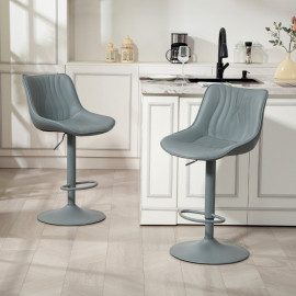 Solinena Lot de 2 tabourets de bar réglables pivotants similicuir gris