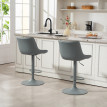 Solinena Lot de 2 tabourets de bar réglables pivotants similicuir gris
