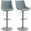 Solinena Lot de 2 tabourets de bar réglables pivotants similicuir gris