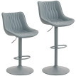 Solinena Lot de 2 tabourets de bar réglables pivotants similicuir gris