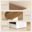 Zelier table de bar extensible pivotante 360 blanc bois naturel