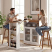 Zelier table de bar extensible pivotante 360 blanc bois naturel