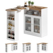 Zelier table de bar extensible pivotante 360 blanc bois naturel