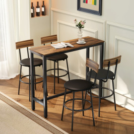 Vilo Table de bar haute rectangulaire cuisine salle à manger marron rustique