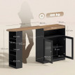 Table de Bar Lumonos Extensible Pivotante Rangement Noir et Bois Naturel