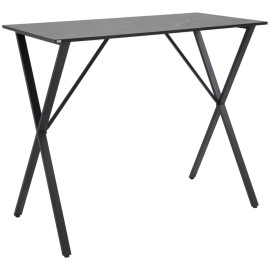 Olas Table de bar industrielle effet marbre noir