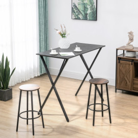 Olas Table de bar industrielle effet marbre noir
