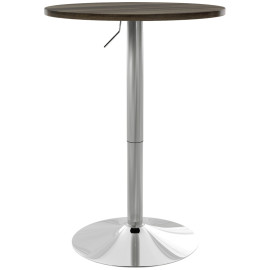 Table haute Rivora réglable ronde pivotante cuisine noyer