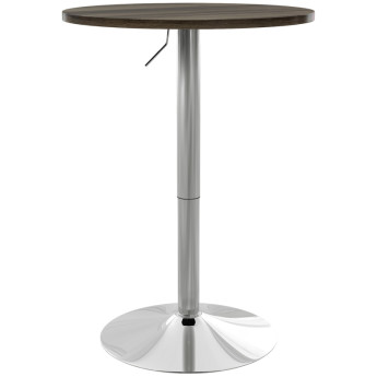 Table haute Rivora réglable ronde pivotante cuisine noyer