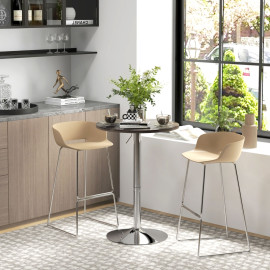 Table haute Rivora réglable ronde pivotante cuisine noyer