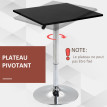 Table de bar Falenane bistro pivotante hauteur réglable noir