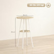Table haute Rosvier ronde avec rangement bois naturel blanc